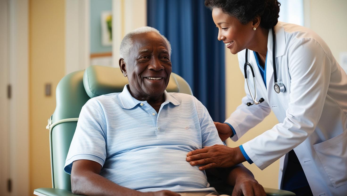 Senior Black Male getting a 
							Health Check Up